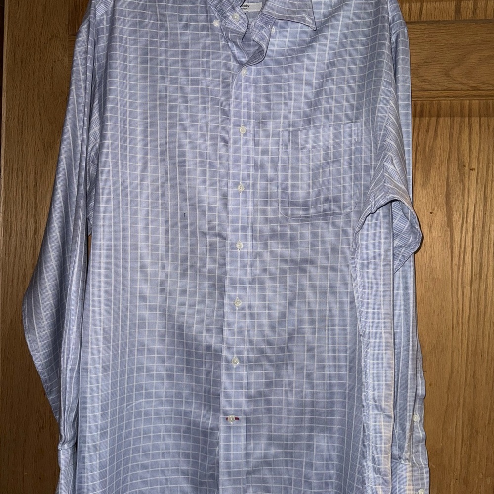 Cremieux blue pattern dress shirt 100’s Dobby 16 1/2 35 Large